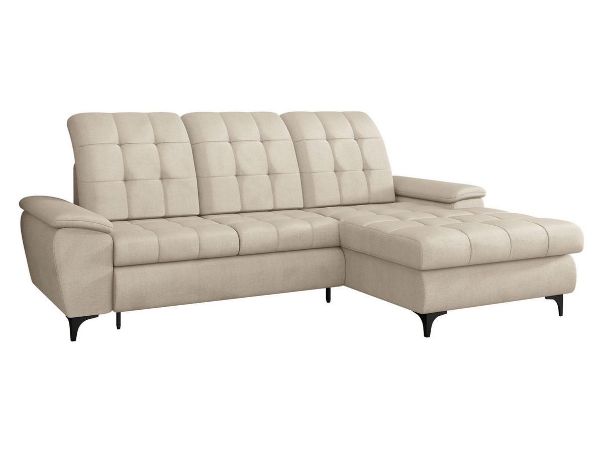 ECKSOFA Crystal, Seite: Rechts - Beige/Schwarz, Holz/Textil (260/182cm) - MIRJAN24