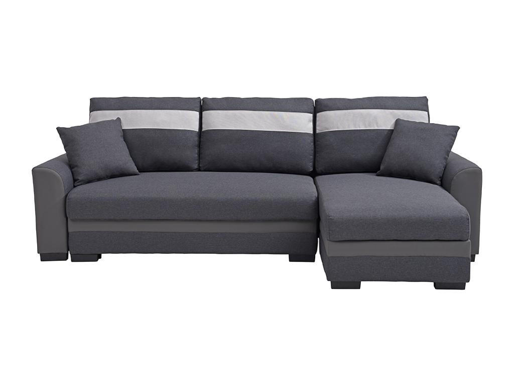 ECKSOFA mit Schlaffunktion - Ecke wechselbar - Stoff & Kunstleder - Anthrazit - GIANY II - Anthrazit, Leder (135/242cm) - Vente-Unique