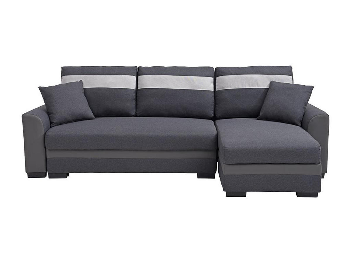 ECKSOFA mit Schlaffunktion - Ecke wechselbar - Stoff & Kunstleder - Anthrazit - GIANY II - Anthrazit, Leder (135/242cm) - Vente-Unique