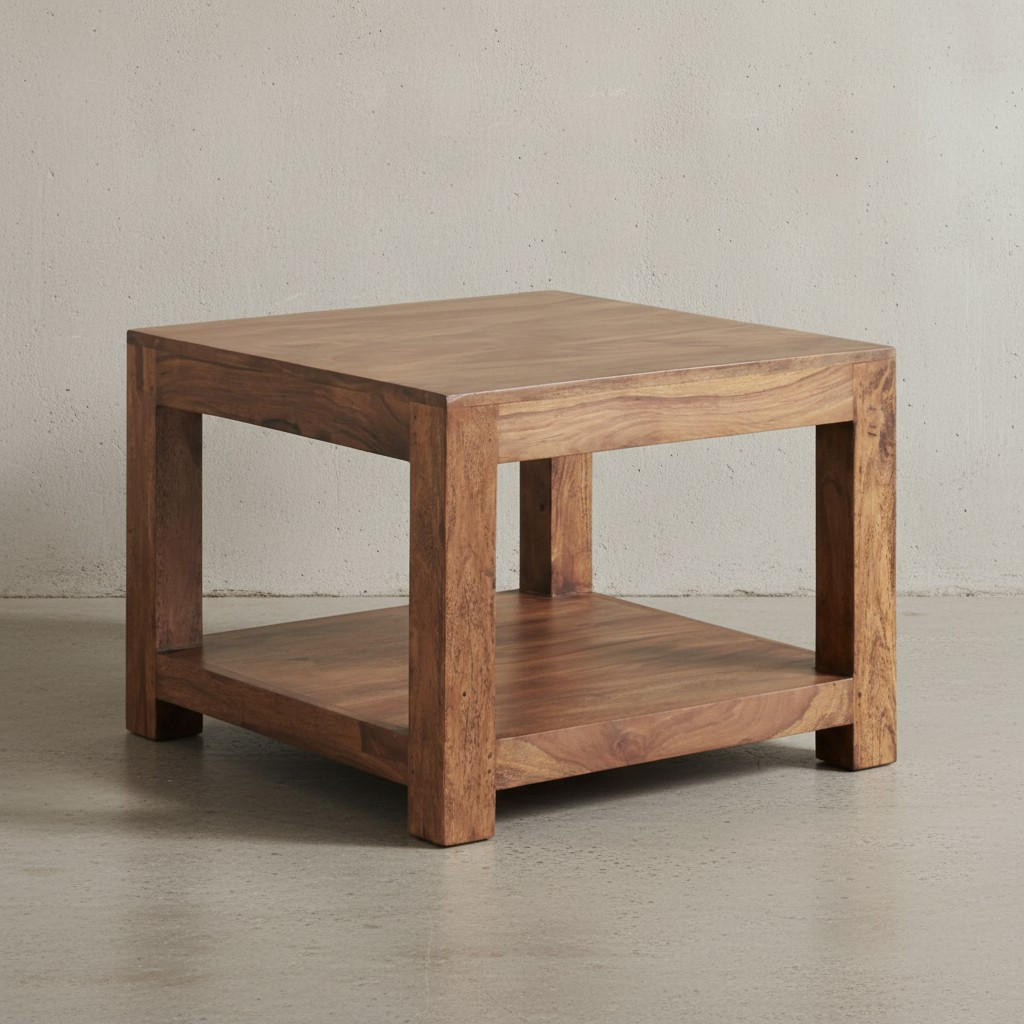COUCHTISCH Massivholz im Landhausstil mit Ablagefach und pflegeleichter Oberfläche, Braun 60x60x45 cm - Braun, Holz (60/60/45cm) - KADIMA DESIGN