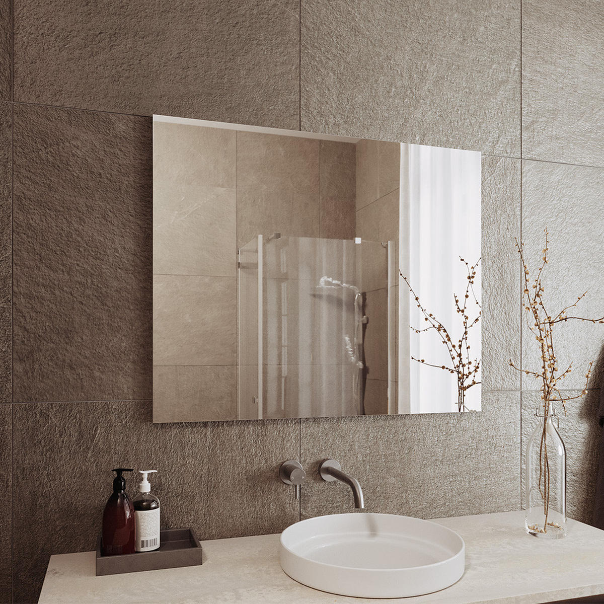 BADEZIMMERSPIEGEL Viola Weiß 80 x 65 cm - Weiß, Glas (2/65/80cm) - Vicco