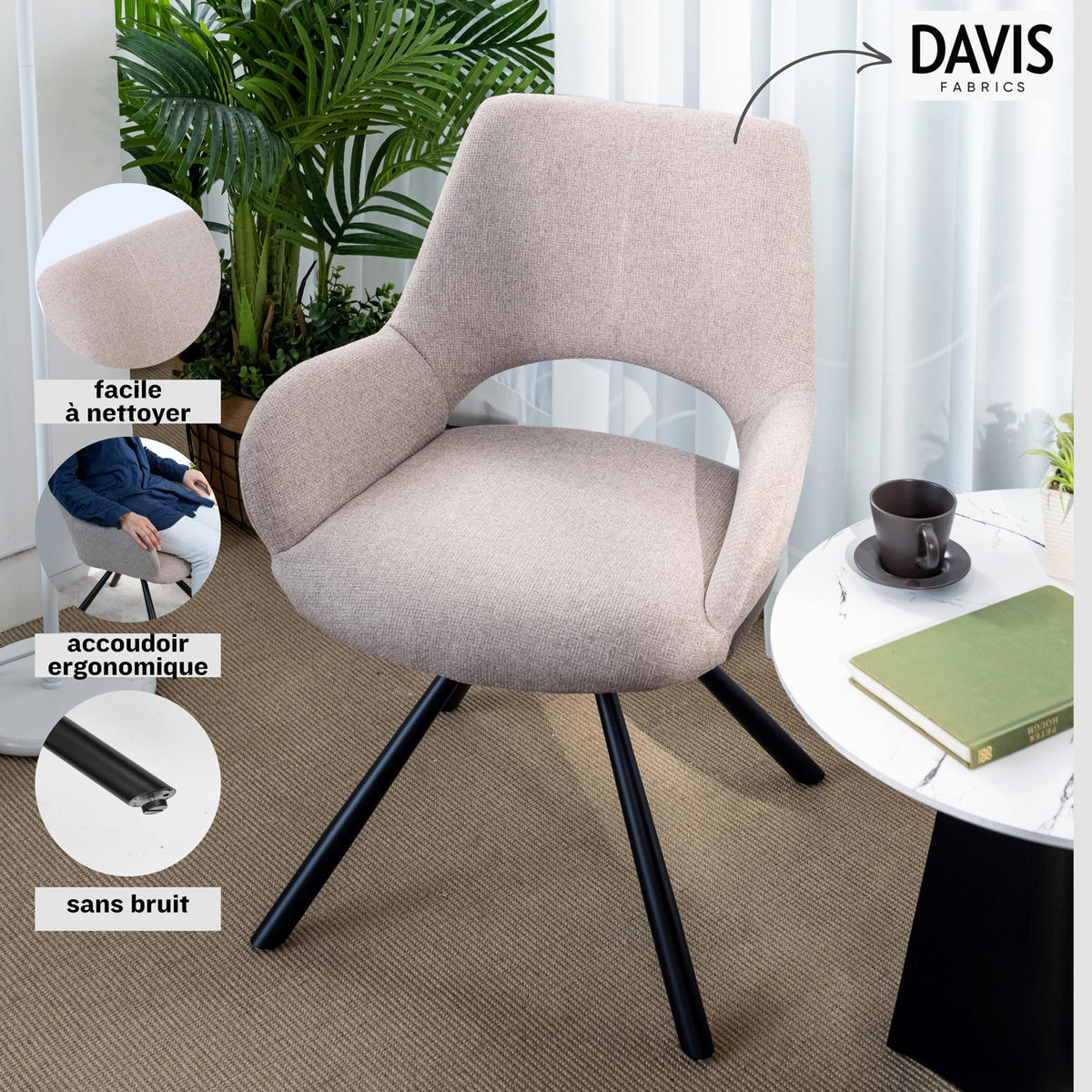 ARMLEHNSTUHL-SET 4 Stück in Eisen Webstoff - Multicolor, Metall (48.5/81/58cm) - Meubles Cosy