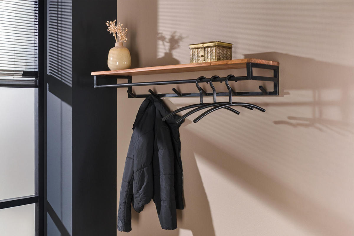 GARDEROBE ELIARA Schwarz Akazie - Schwarz, Metall (100/17/35cm) - KAWOLA