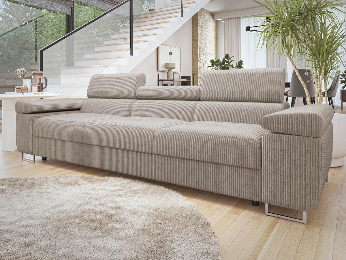 SOFA Torezio 3 Cord - Sahara, Holz/Textil (263/90/102cm) - MIRJAN24