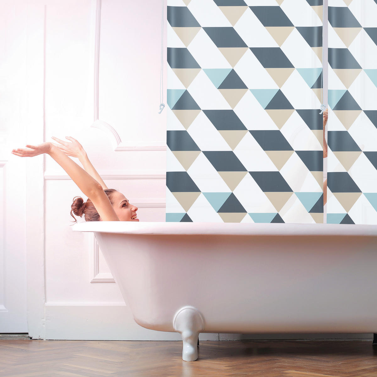 DUSCHROLLO - Multicolor, Kunststoff/Metall (80/7cm) - Relaxdays