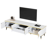 TV-LOWBOARD 200x40x46 cm Marmoroptik Schrank Türen Schublade - Weiß, Holzwerkstoff (40/46/200cm) - FLIEKS