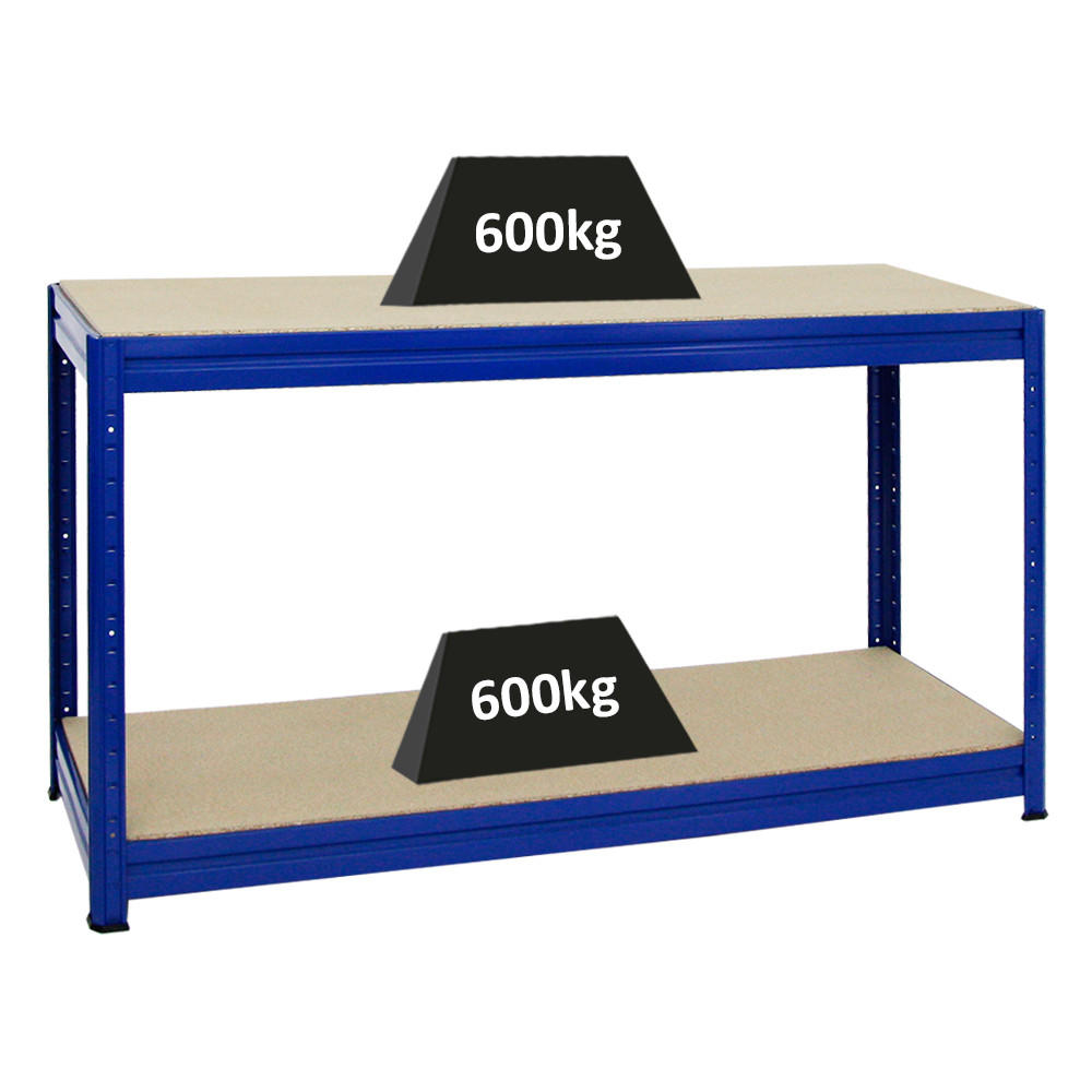 WERKBANK Dino höhenverstellbar 90x160x60 cm Traglast 600 kg Blau - Blau, Metall (160/87/60cm) - PROREGAL
