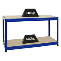 WERKBANK Dino höhenverstellbar 90x160x60 cm Traglast 600 kg Blau - Blau, Metall (160/87/60cm) - PROREGAL