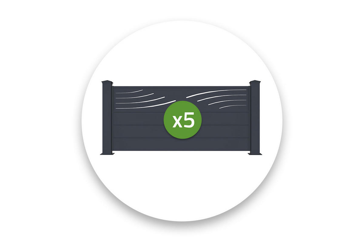 VORGARTENZAUN 5er-Set Veleta grau 1,9m H.90cm aluminium - Grau, Metall (945/89cm) - Casanoov