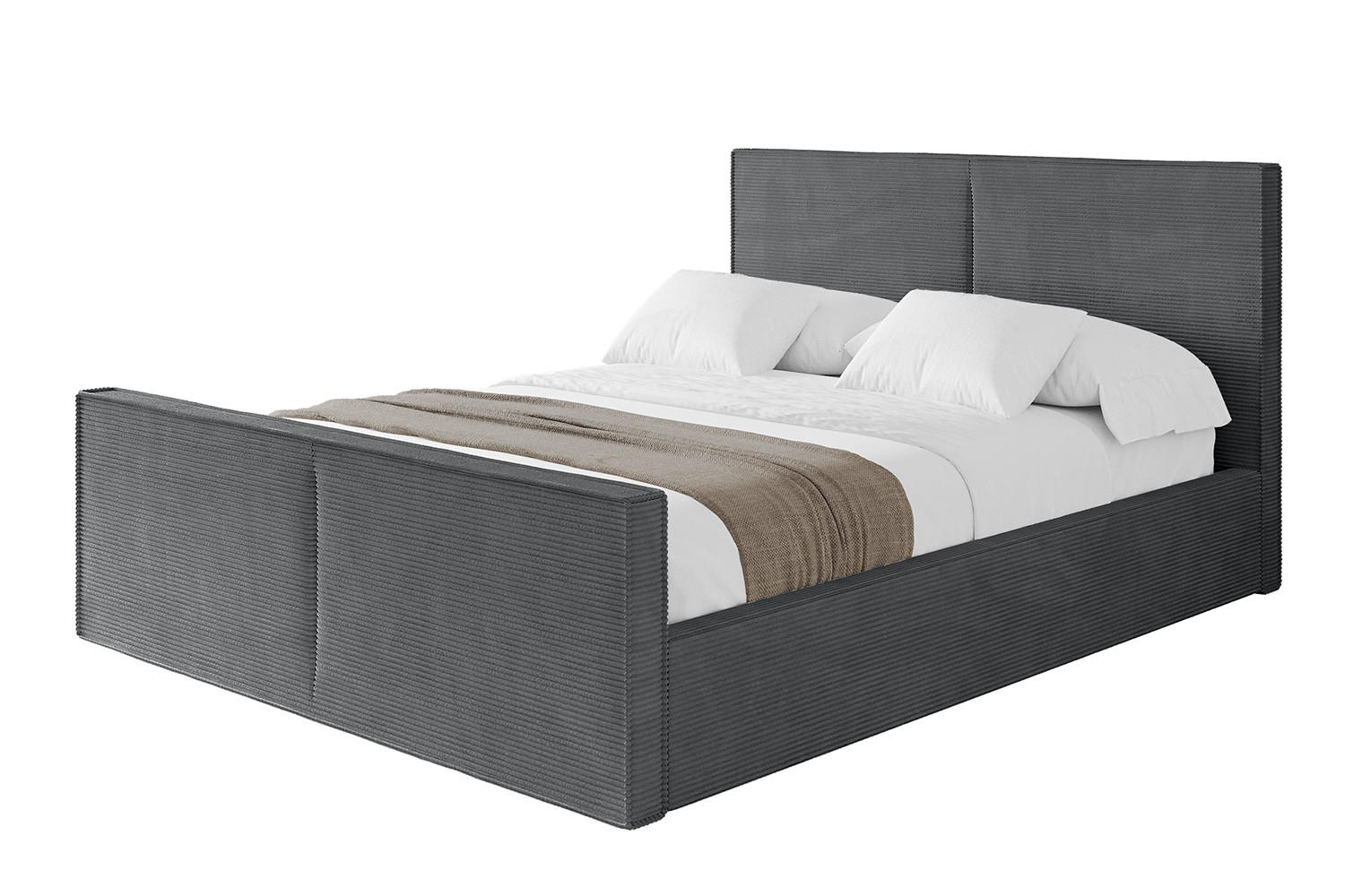 POLSTERBETT mit Bettkasten, Fußteil und Lattenrost, Boxbett mit Matratze H3/H4 - VANTO-Z 120x200 Dunkelgrau - Anthrazit, Holzwerkstoff/Textil (120/200cm) - ALTDECOR