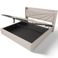 POLSTERBETT 160/200 cm beige aus Baumwollleinen mit Bettkasten, USB-C und Matratze - Beige, Textil (160/200cm) - OKWISH