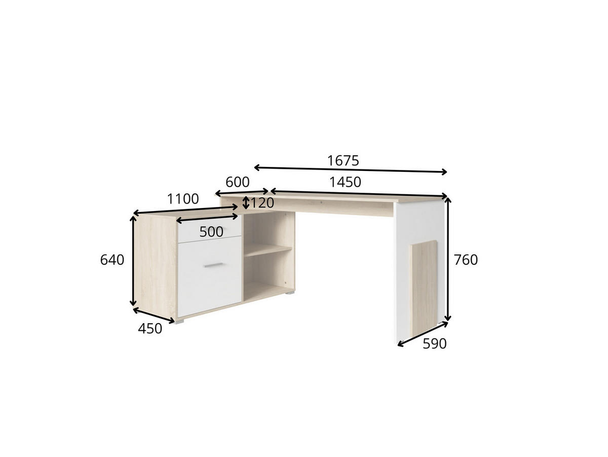 SCHREIBTISCH Eiche Wellington, Graphit 168/76/110 - Eichefarben/Graphitfarben, Holzwerkstoff (110/168/76cm) - RAUMHIRSCH FURNITURE