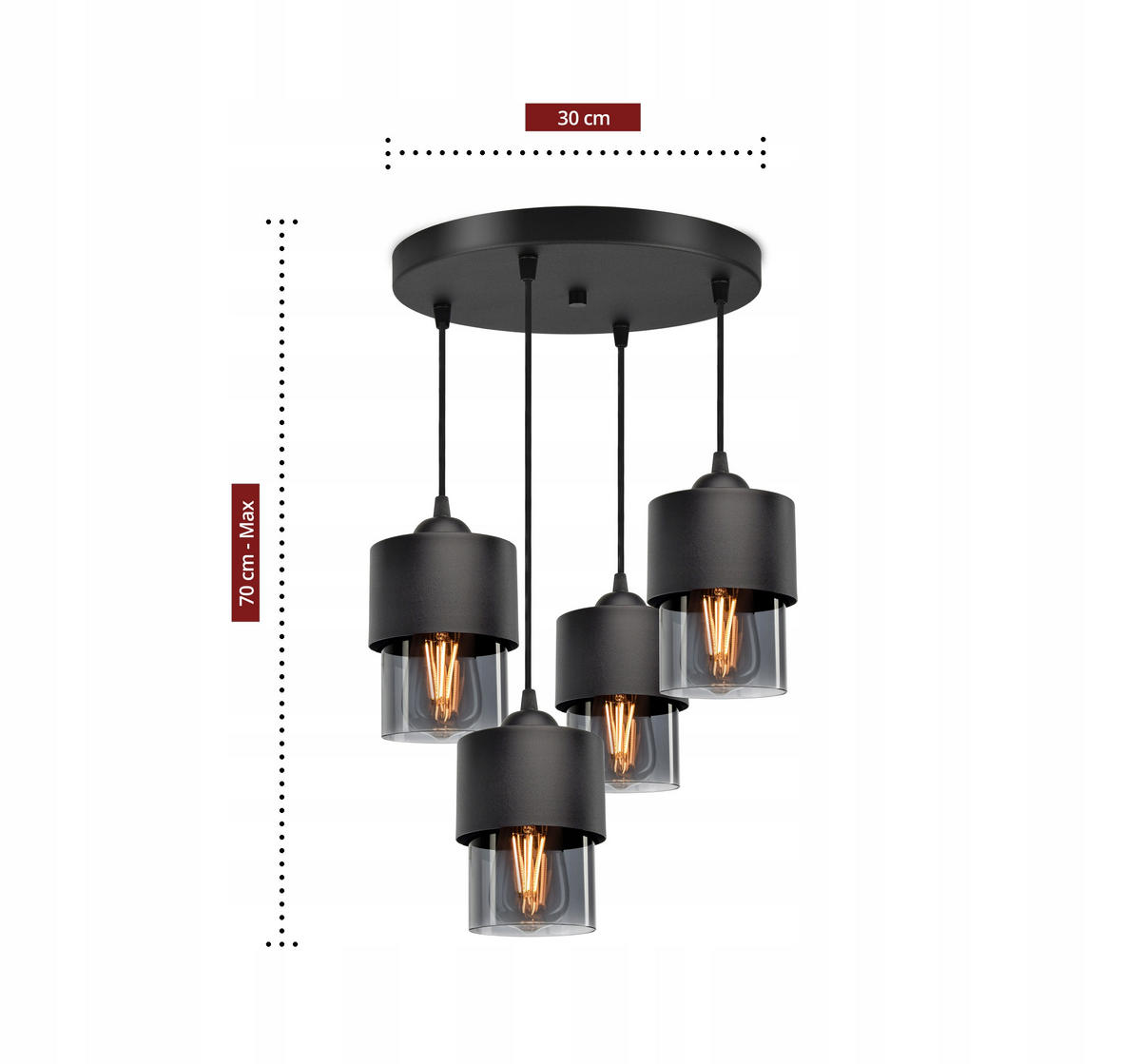 PENDELLEUCHTE Hege - Transparent/Anthrazit, Glas/Metall (35/35/70cm) - kiki design