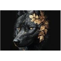 LEINWANDBILD Wolf 120x80 cm - Schwarz, Holz (120/80cm) - LUMASOUL