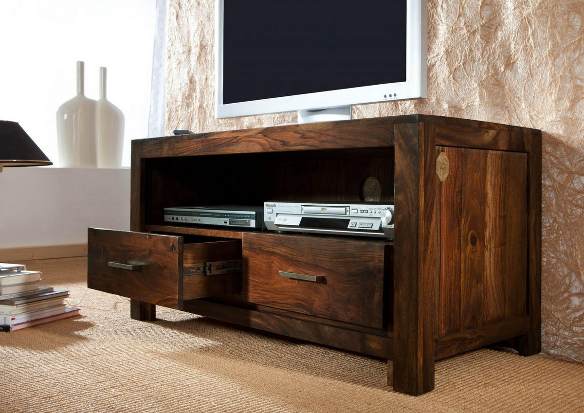 TV-BOARD Sheesham 110x50x55 braun lackiert METRO LIFE #102 - Braun, Holz (110/55/50cm) - Massivmoebel24