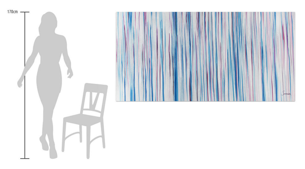 ÖLGEMÄLDE XXL Blau 200/100 cm - Blau/Weiß, Holz/Textil (6.68/100cm) - KUNSTLOFT