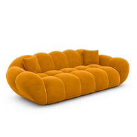 3-SITZER-SOFA Liva Senf Samtstoff - Currygelb, Textil (233/70/93cm) - VAROYAL