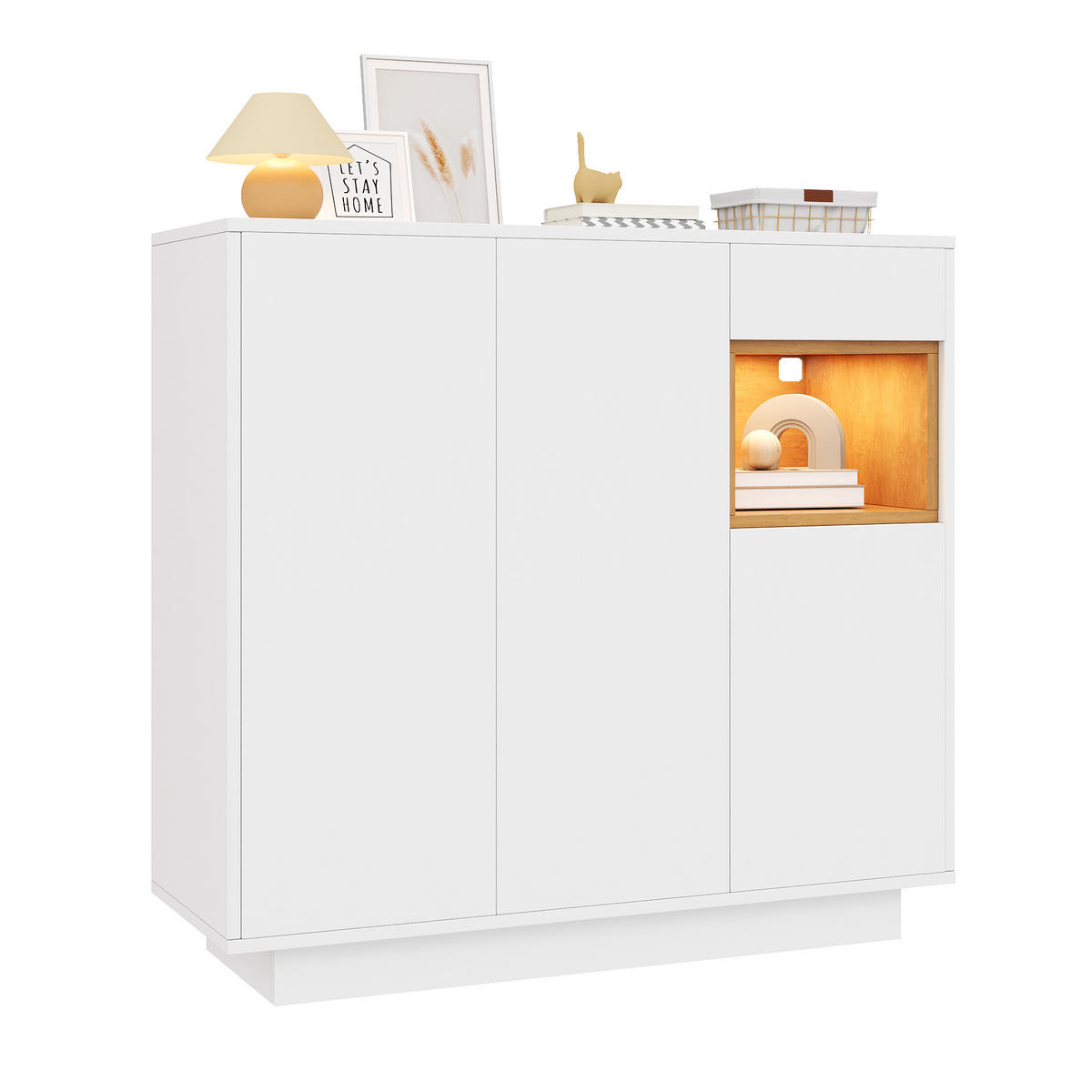 SCHUHSCHRANK 1 Schublade Weiß Naturholz Verstellbare Böden - Multicolor, Holzwerkstoff (39.5/100.5/105cm) - FLIEKS