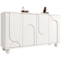 SIDEBOARD Cremeweiß, 4 Türen mit Innenfächern, Bogenfronten und Kugelfüßen, 120/35/71 cm - Weiß, Holzwerkstoff (120/71/35cm) - WISHDOR