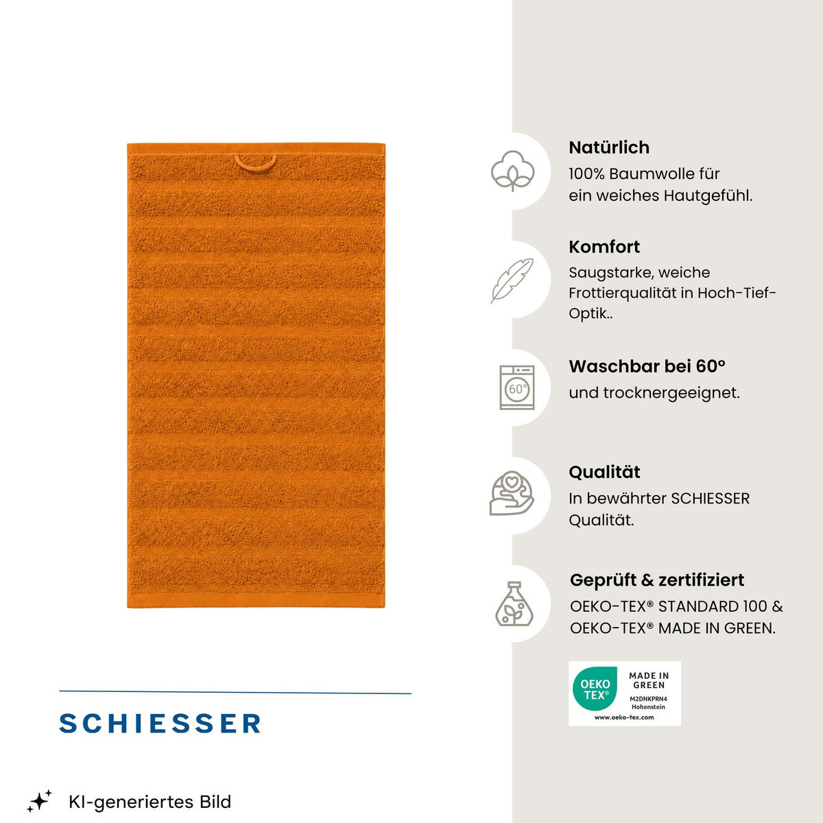 DUSCHTUCHSET Neapel 2-teilig - Terracotta, Textil (70/140cm) - SCHIESSER