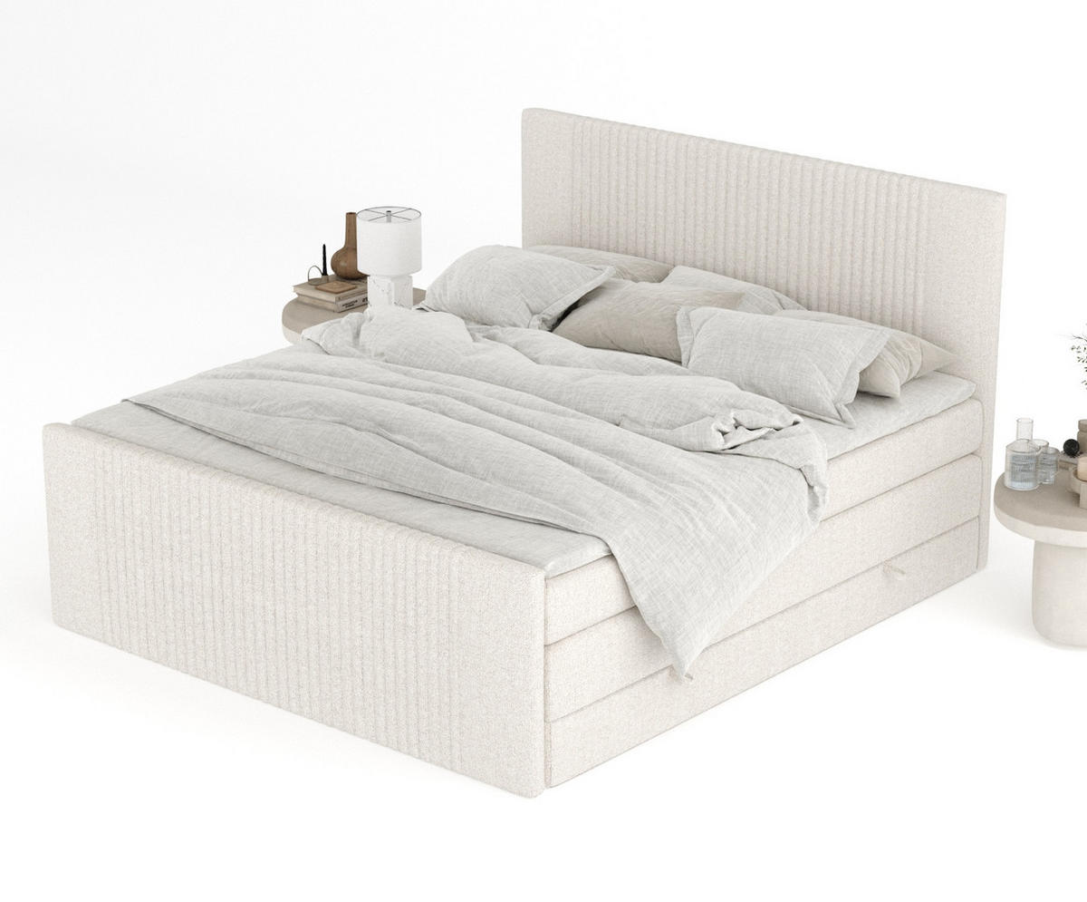 BOXSPRINGBETT Bergamo Beige 160/200 cm - Beige/Schwarz, Holz/Holzwerkstoff (160/200cm) - Maison de Reve
