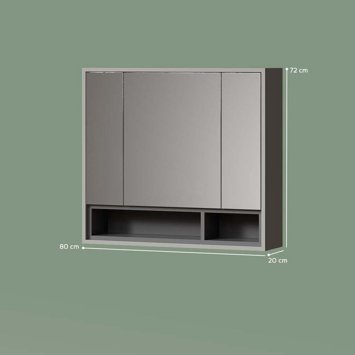 BADSPIEGELSCHRANK Temo Grau/Anthrazit 80 x 72 cm - Anthrazit/Grau, Holzwerkstoff (80/72/20cm) - Livinity®