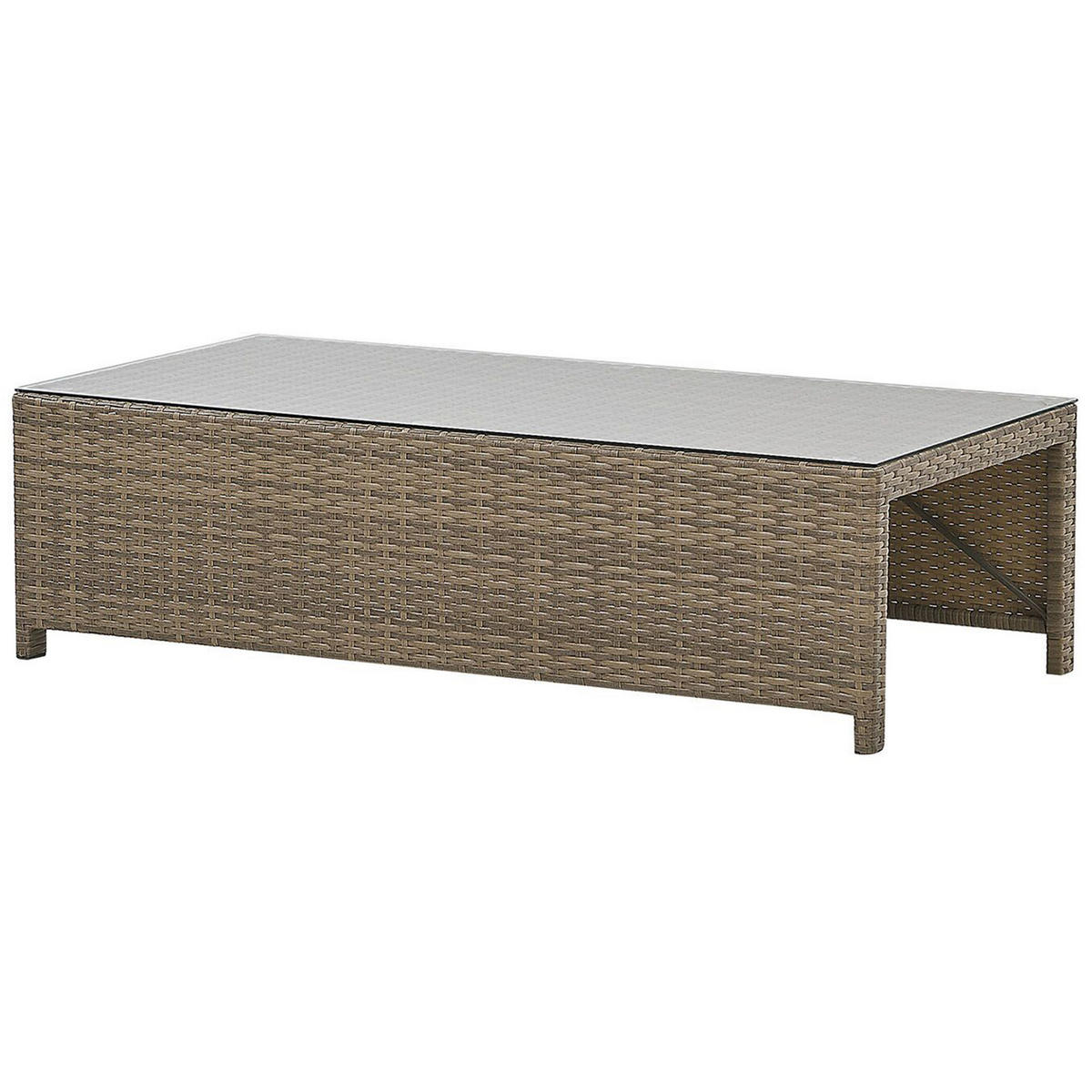 LOUNGE SET 5-Sitzer braun Auflagen weiß Belluno - Weiß, Kunststoff - Beliani