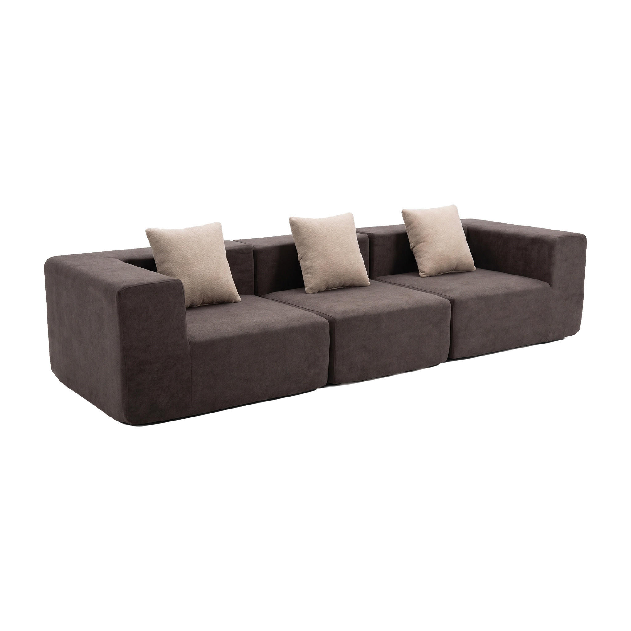 SOFA Pure 3-Sitzer - Braun Sand - Braun, Textil (300/62/100cm) - COCO Living