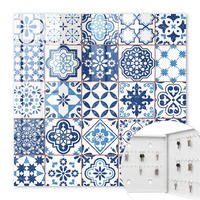 SCHLÜSSELBOX Weiß 30x30 cm – Türöffnung nach rechts - Blaue Fliesen - Blau, Metall (30/30/5cm) - TULUP