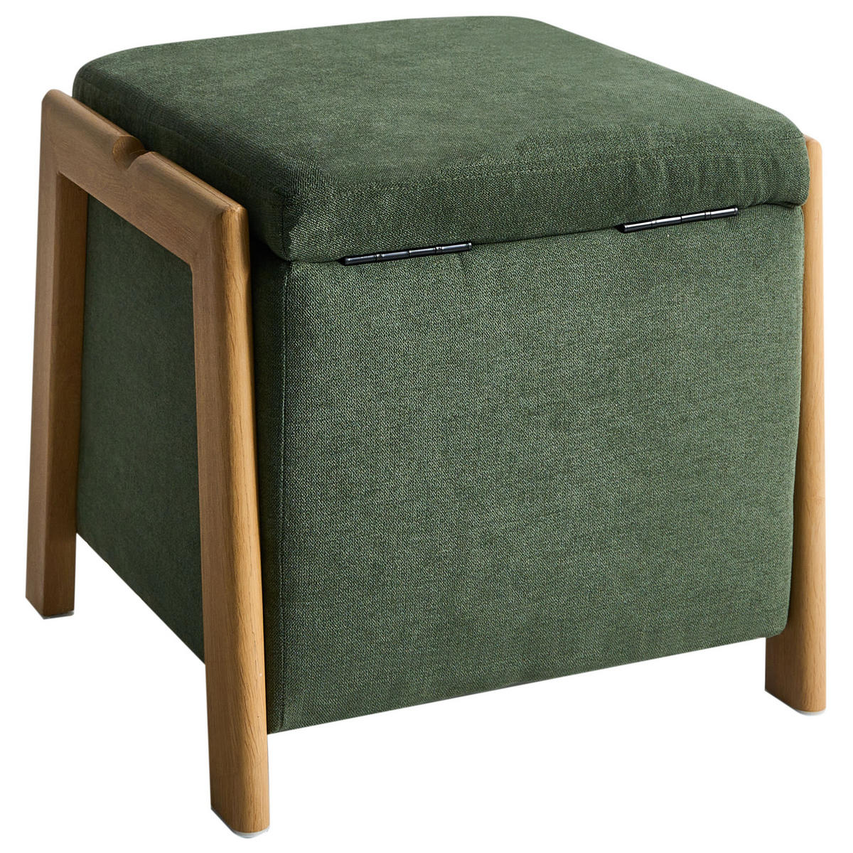 POUF cu spațiu de depozitare textil 45 cm verde Edland - verde, material textil (45/44/43cm) - Beliani
