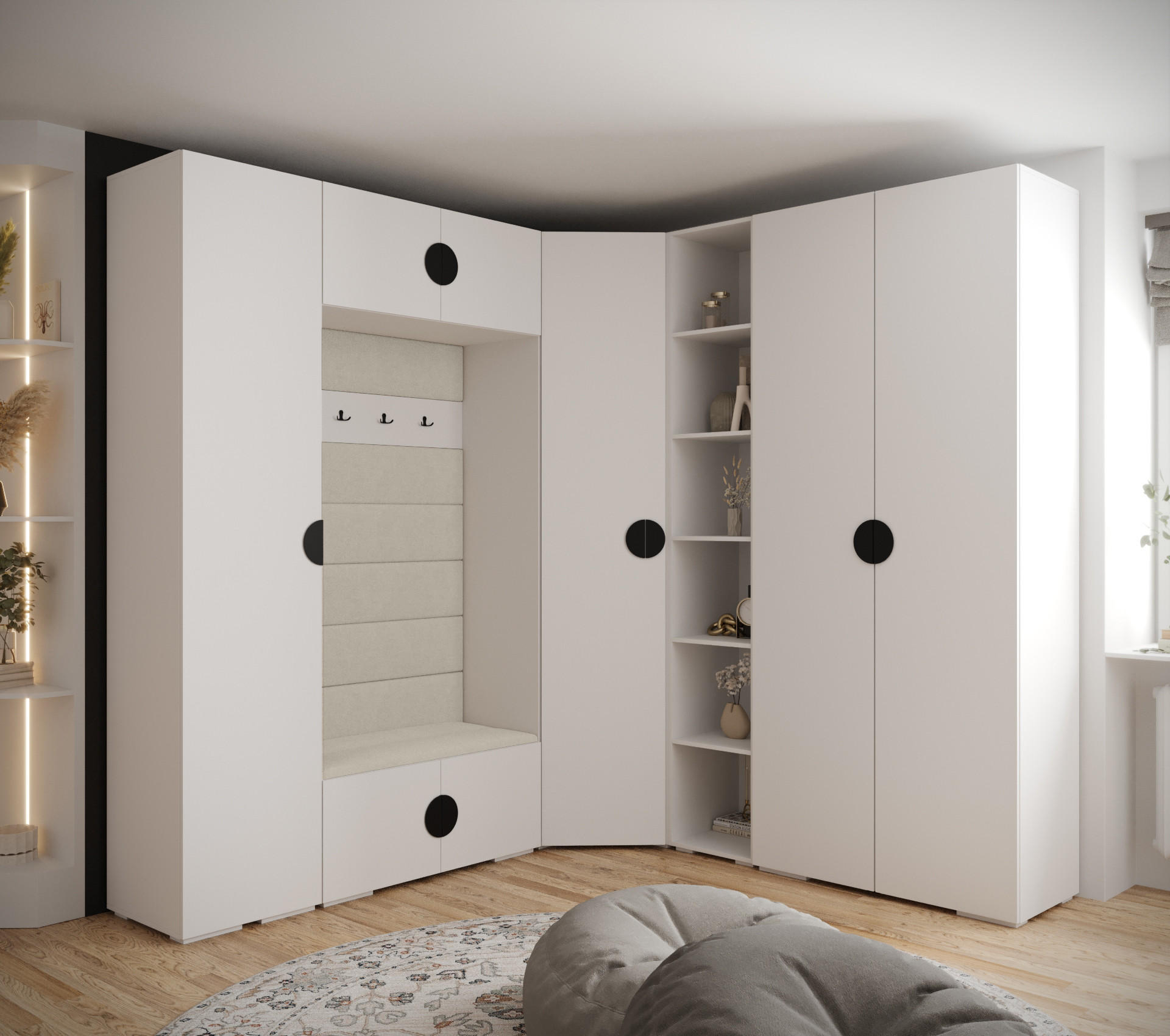 GARDEROBEN-SET 236,7/231,7/47 - Beige/Schwarz, Holz/Metall (181.7/236.7/47cm) - Abiks Möbel