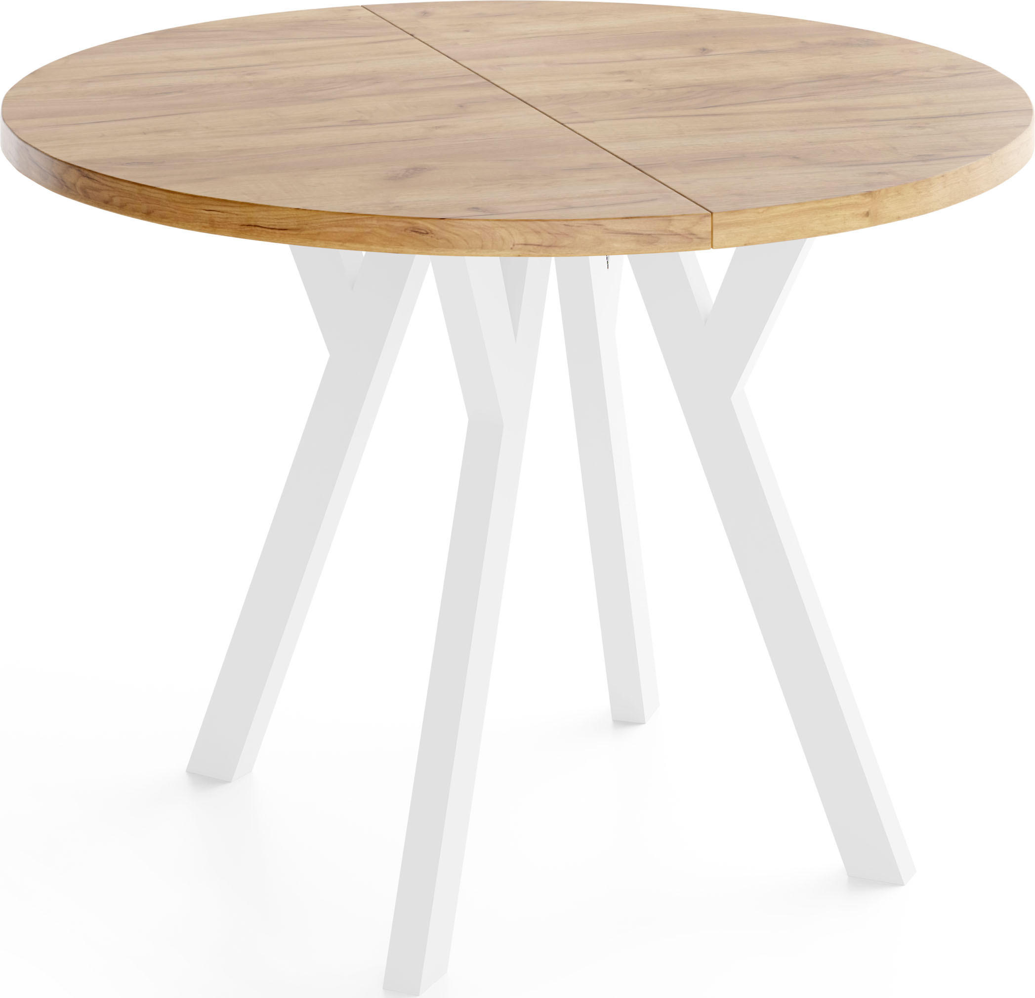 ESSTISCH Vero rund ausziehbar verlängerbar, Eiche Braun 80-130/80/77 cm - Eiche Wotan/Weiß, Holz/Holzwerkstoff (80/80/77cm) - WFL GROUP