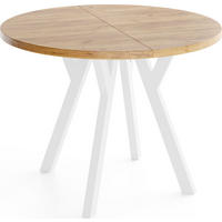 ESSTISCH Vero rund ausziehbar verlängerbar, Eiche Braun 80-130/80/77 cm - Eiche Wotan/Weiß, Holz/Holzwerkstoff (80/80/77cm) - WFL GROUP