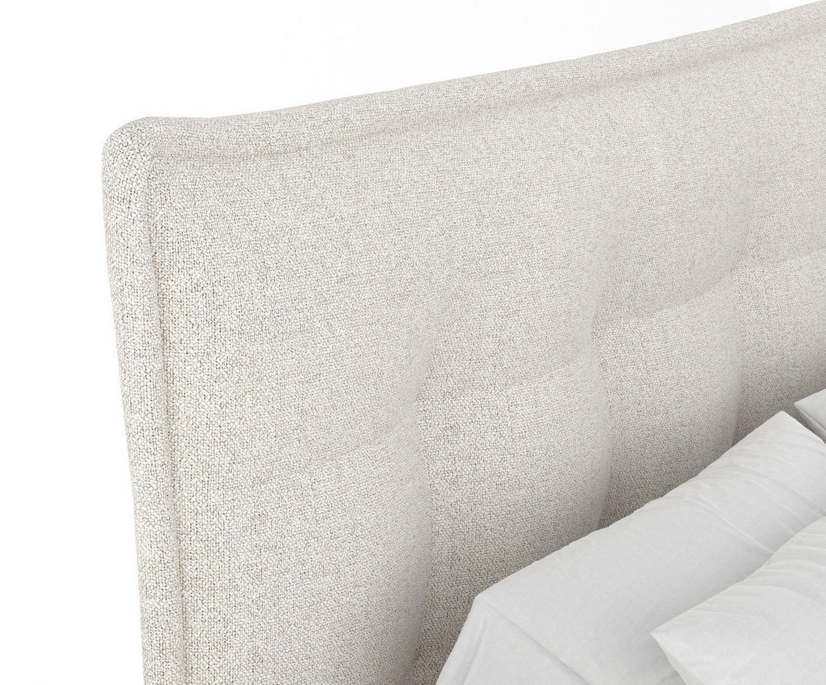 BOXSPRINGBETT Minori Hellbeige 180/200 cm mit Latex-Topper - Beige/Silberfarben, Holz/Holzwerkstoff (180/200cm) - Maison de Reve