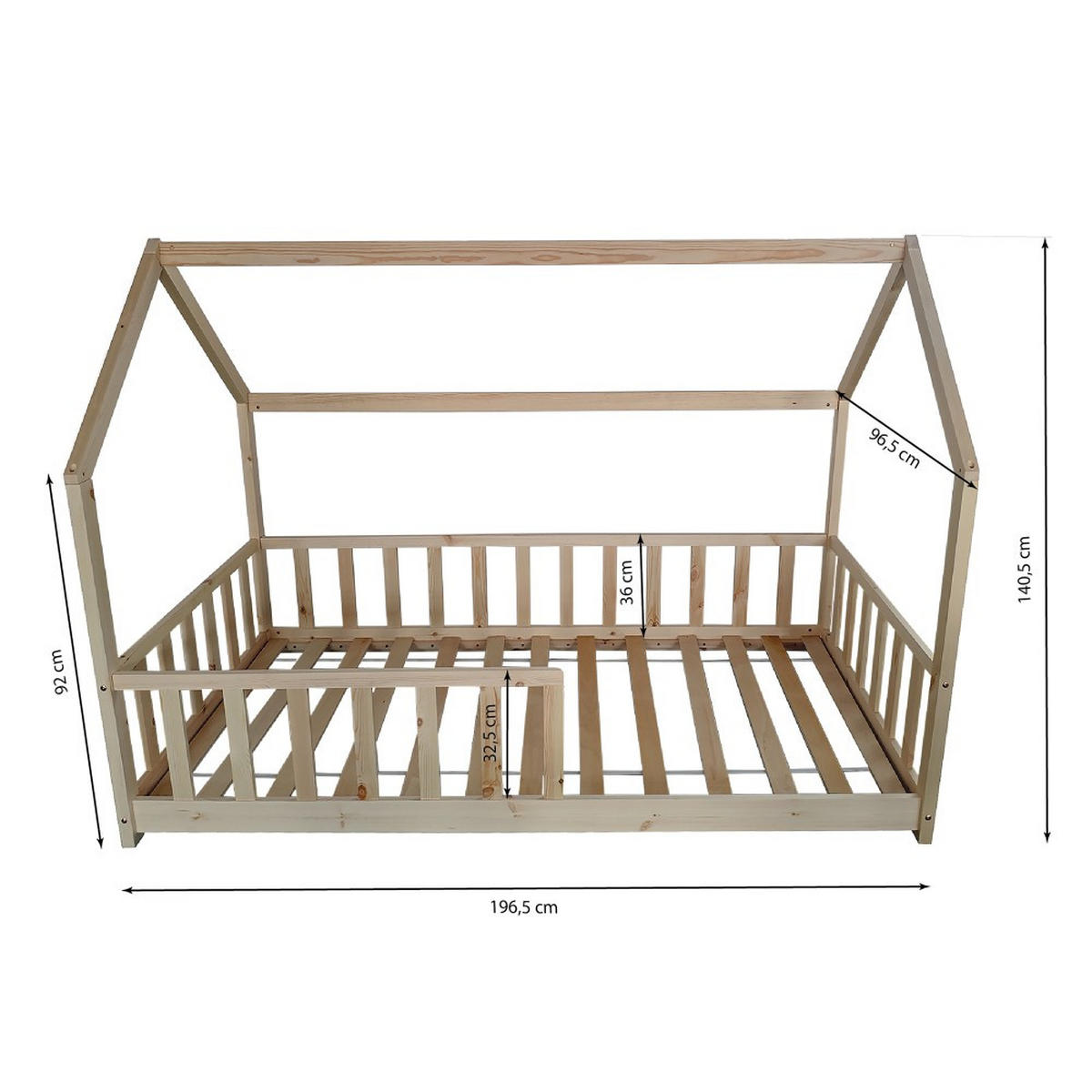 HAUSBETT KIWI mit Lattenrost / Kinderbett 90x190 - Naturholz - Naturfarben, Holz (90/190cm) - Weber Industries