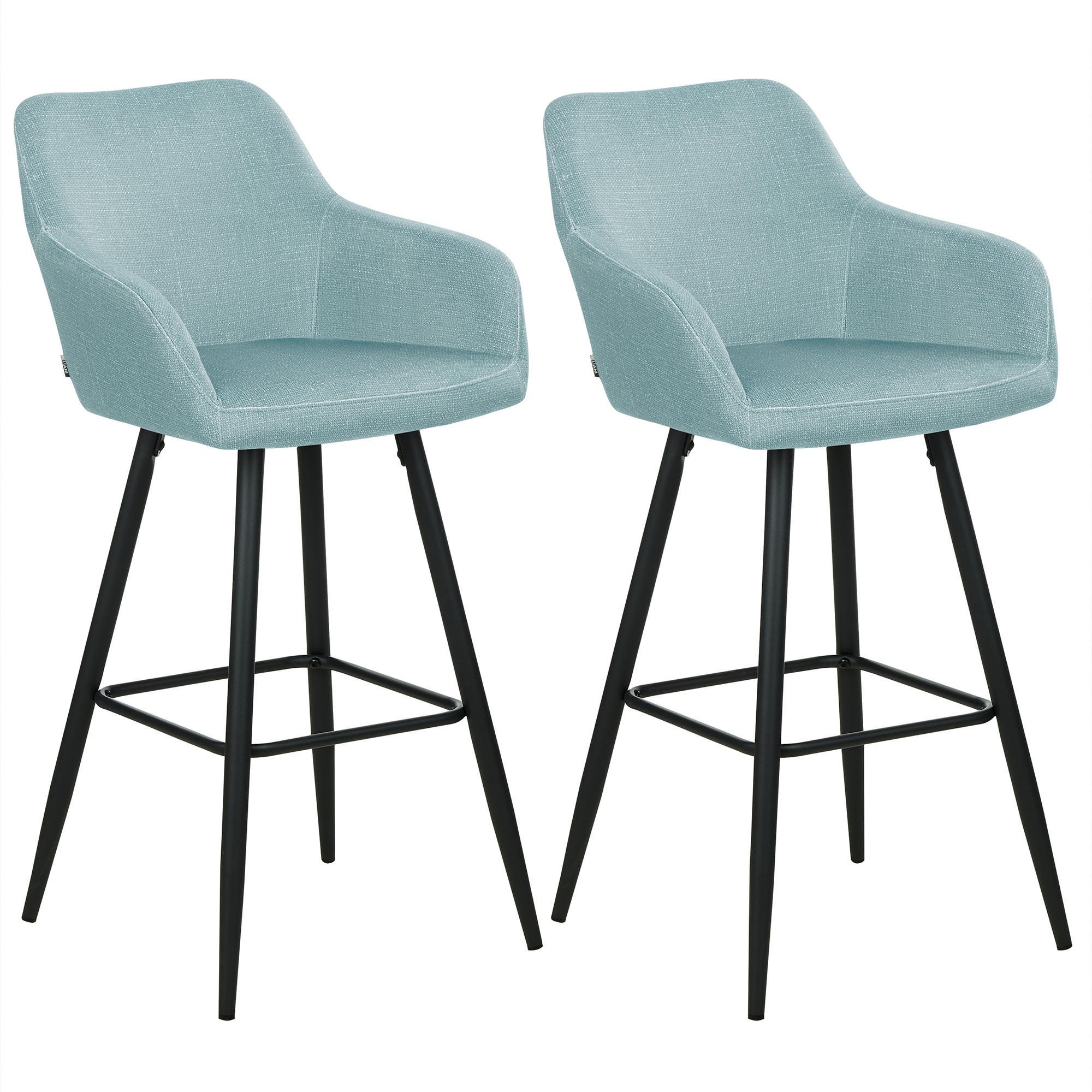 BARSTUHL 2er-Set Samtstoff hellblau Casmalia - Blau/Schwarz, Textil (50/104/55cm) - Beliani