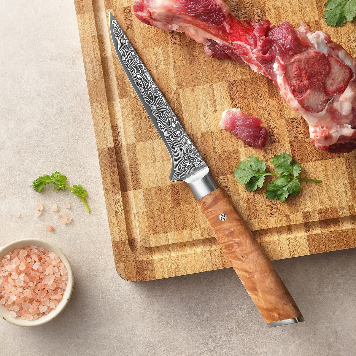 AUSBEIN- UND FILETIERMESSER 16 cm - Birkefarben, Holz/Metall (30cm) - Zayiko