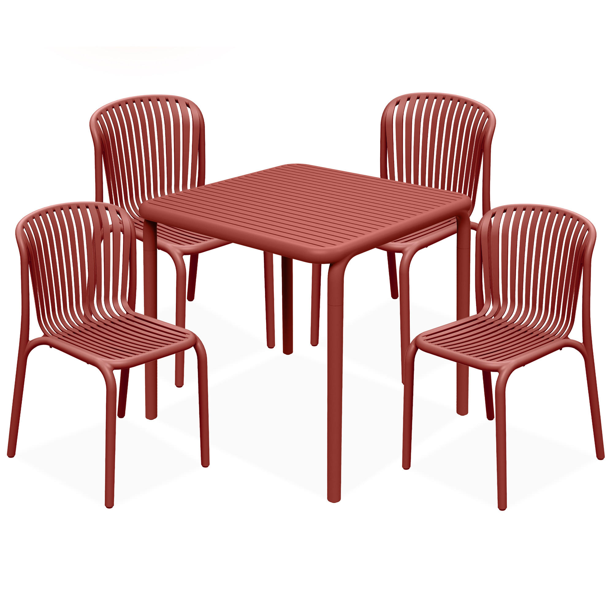 GARTEN ESSGRUPPE FICCARI, Gartenmöbel-Set 5-tlg, Rot - Rot, Kunststoff - KONSIMO®