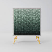 SIDEBOARD ORNAMENTAL GLIMMER, Grau, 57,5x42x75,5 cm, Goldfarbene Metallfüße - Goldfarben/Multicolor, Holzwerkstoff/Metall (57.5/75.5/42cm) - SpaceRebels