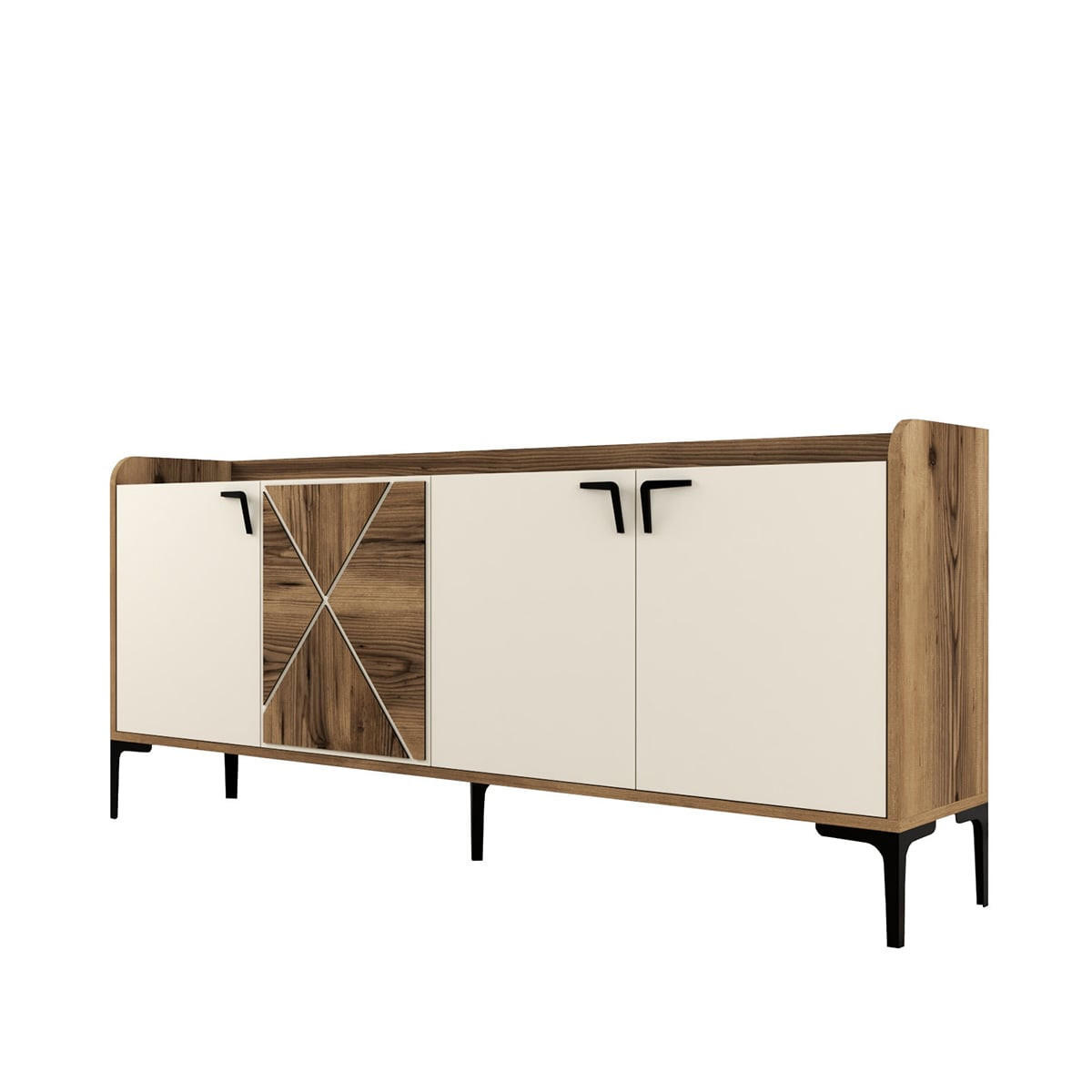 BUFFET 4 Türen L180 cm - Venedik - Beige, Holzwerkstoff (35/78/180cm) - Calicosy