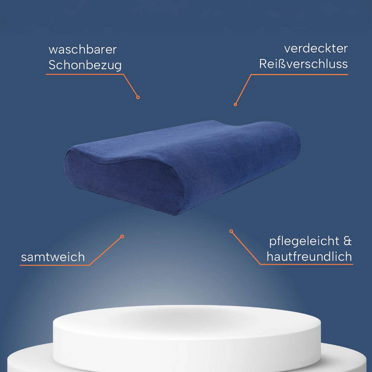 KISSENBEZUG für orthopädisches Nackenkissen, DOPPELPACK Blau 60x30 cm - Blau, Textil (30/60cm) - casimum