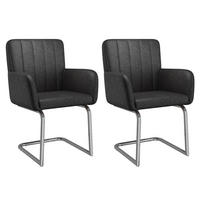 ESSZIMMERSTÜHLE 2er Schwarz Kunstleder Metallbeine modern - Schwarz, Leder (57/86/56cm) - FLIEKS