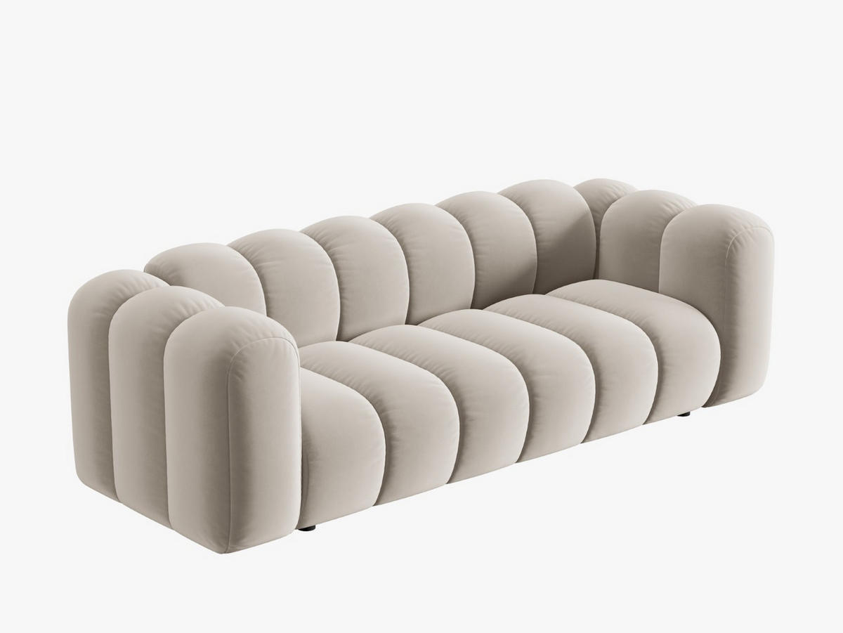 SOFA Lupine aus Samt beige 3 Sitzplätze - Beige, Textil (95/70/230cm) - Micadoni