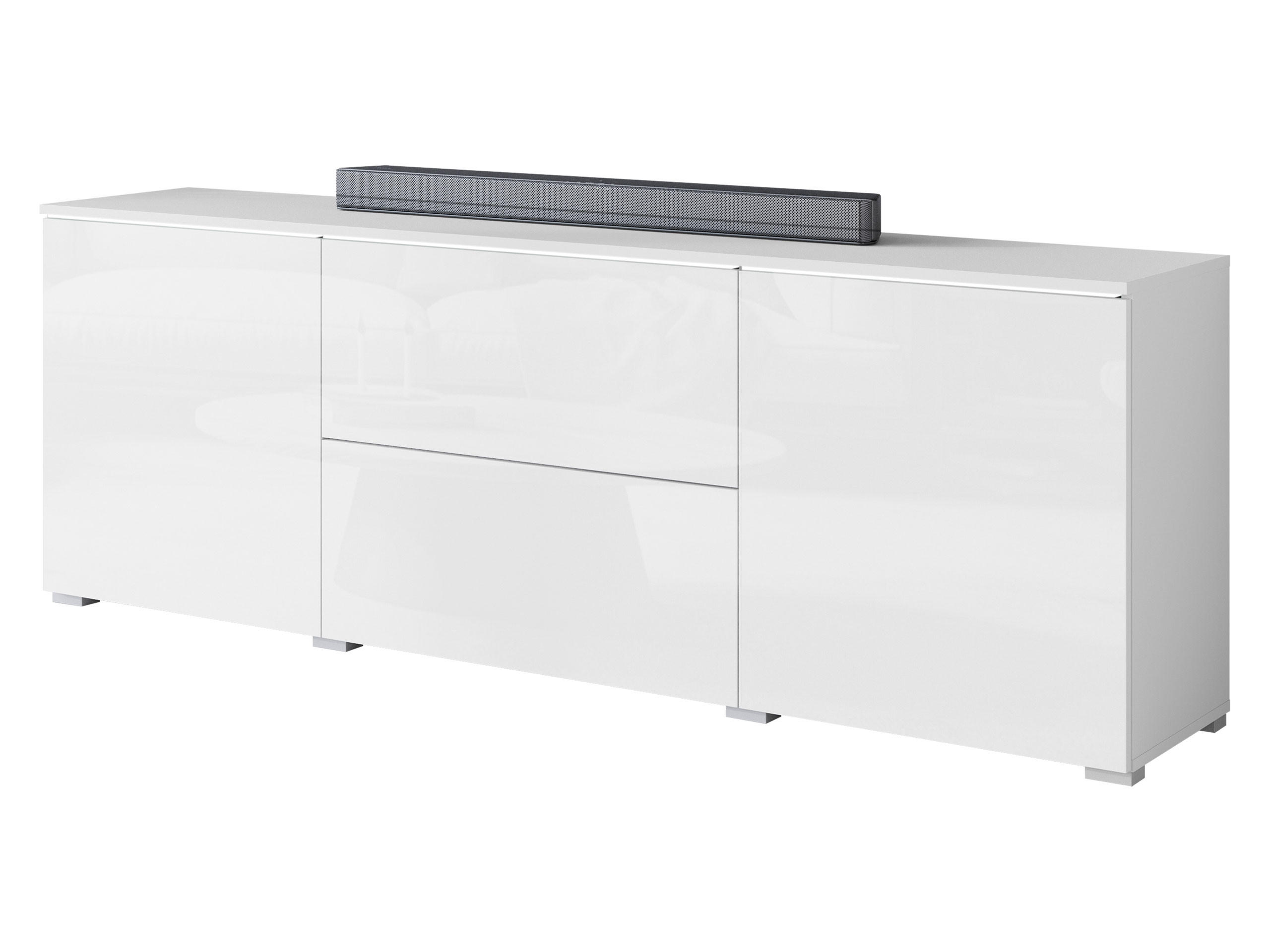 Mirjan24 Tv-Lowboard Weiß, Weiß Hochglanz 180x62x35 cm