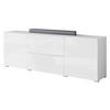 TV-LOWBOARD Vera 180 mit weißer LED Beleuchtung - Weiß Hochglanz/Silberfarben, Holzwerkstoff/Kunststoff (180/62/35cm) - MIRJAN24