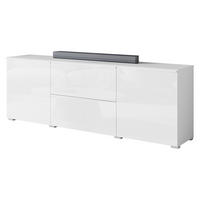 TV-LOWBOARD Vera 180 mit weißer LED Beleuchtung - Weiß Hochglanz/Silberfarben, Holzwerkstoff/Kunststoff (180/62/35cm) - MIRJAN24