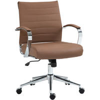 BÜROSTUHL Rynex Echtleder hellbraun - Hellbraun/Chromfarben, Leder/Metall (57/100/62cm) - TPFLiving