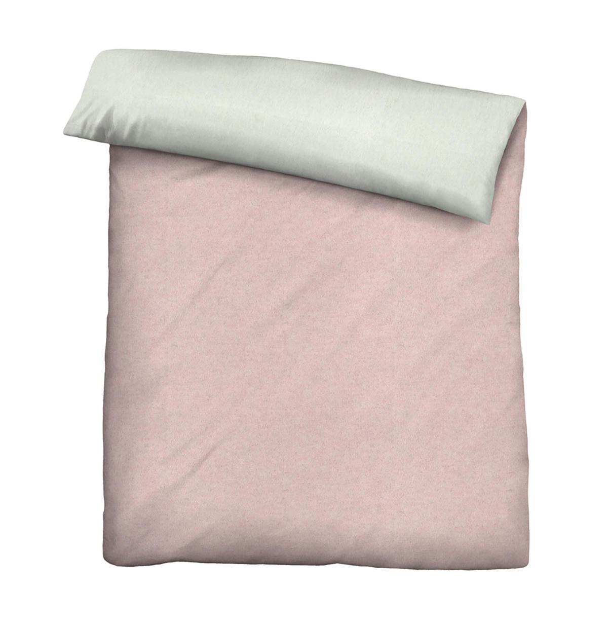 BETTWÄSCHE-GARNITUR Premium Biber Melange UNI rose, 155x200 cm + 80x80 cm - Rosa, Textil (155/200cm) - biberna