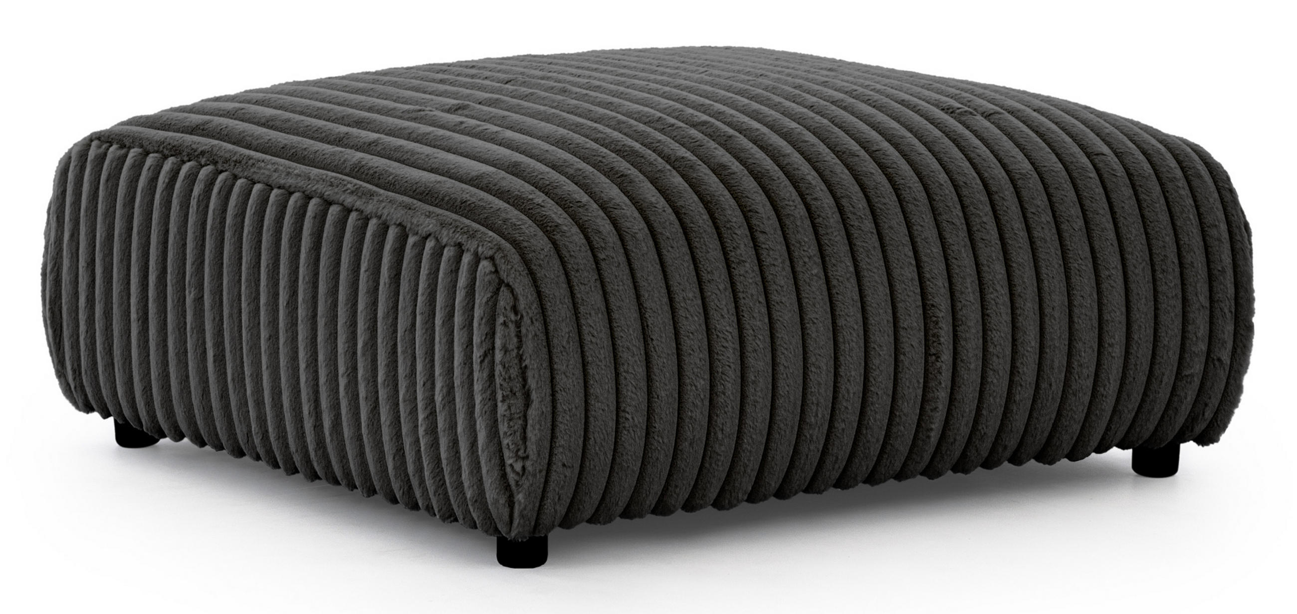 HOCKER Mollis Dunkelgrau Plüschcord - Dunkelgrau/Schwarz, Holz/Kunststoff (88/39/88cm) - S-Style Möbel