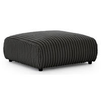 HOCKER Mollis Dunkelgrau Plüschcord - Dunkelgrau/Schwarz, Holz/Kunststoff (88/39/88cm) - S-Style Möbel